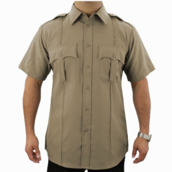 Defense Logistics Agency Men's Uniform Shirt DLA Size M Short Sleeve Wool Blend - Picture 1 of 12